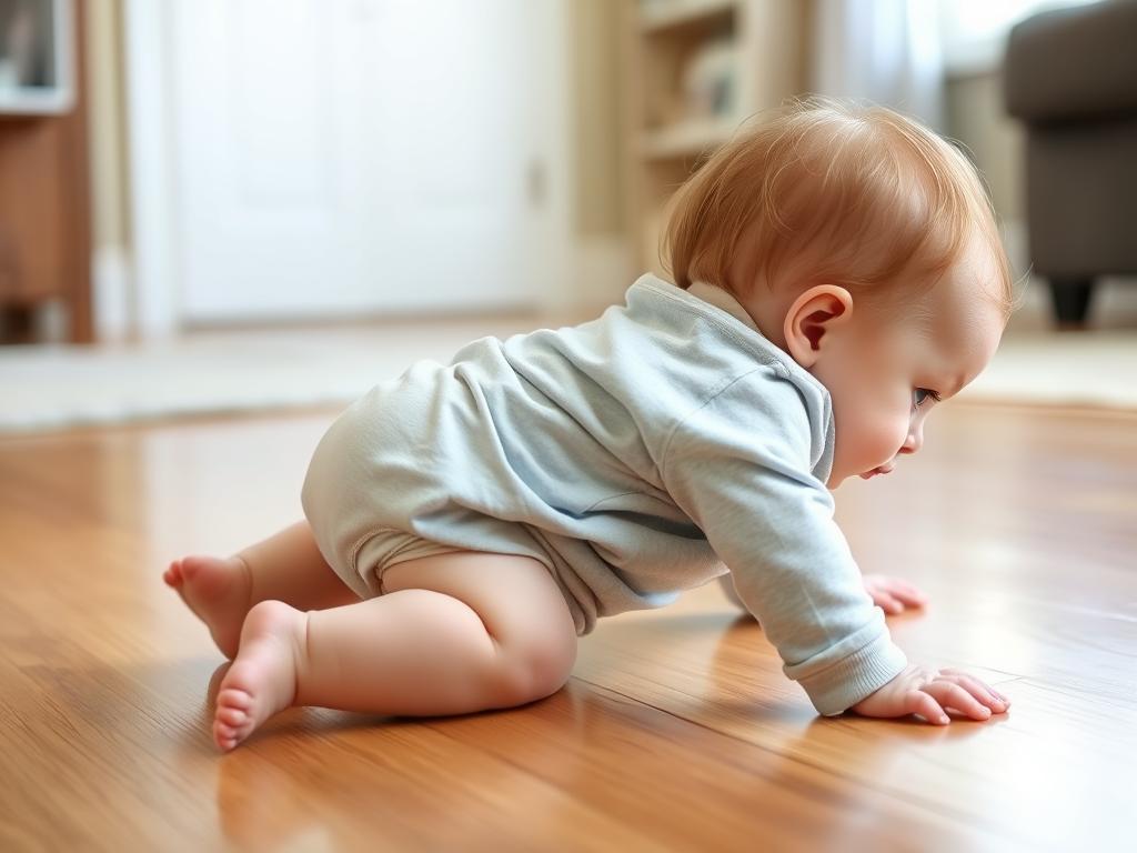 Dziecko poruszające się alternatywnym sposobem - przesuwanie na pośladkach Dziecko poruszające się alternatywnym sposobem - przesuwanie na pośladkach