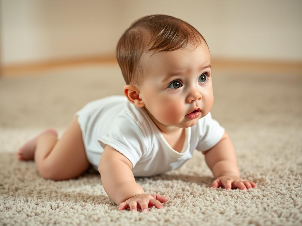 Dziecko w pozycji czworaczej przygotowujące się do czworakowania