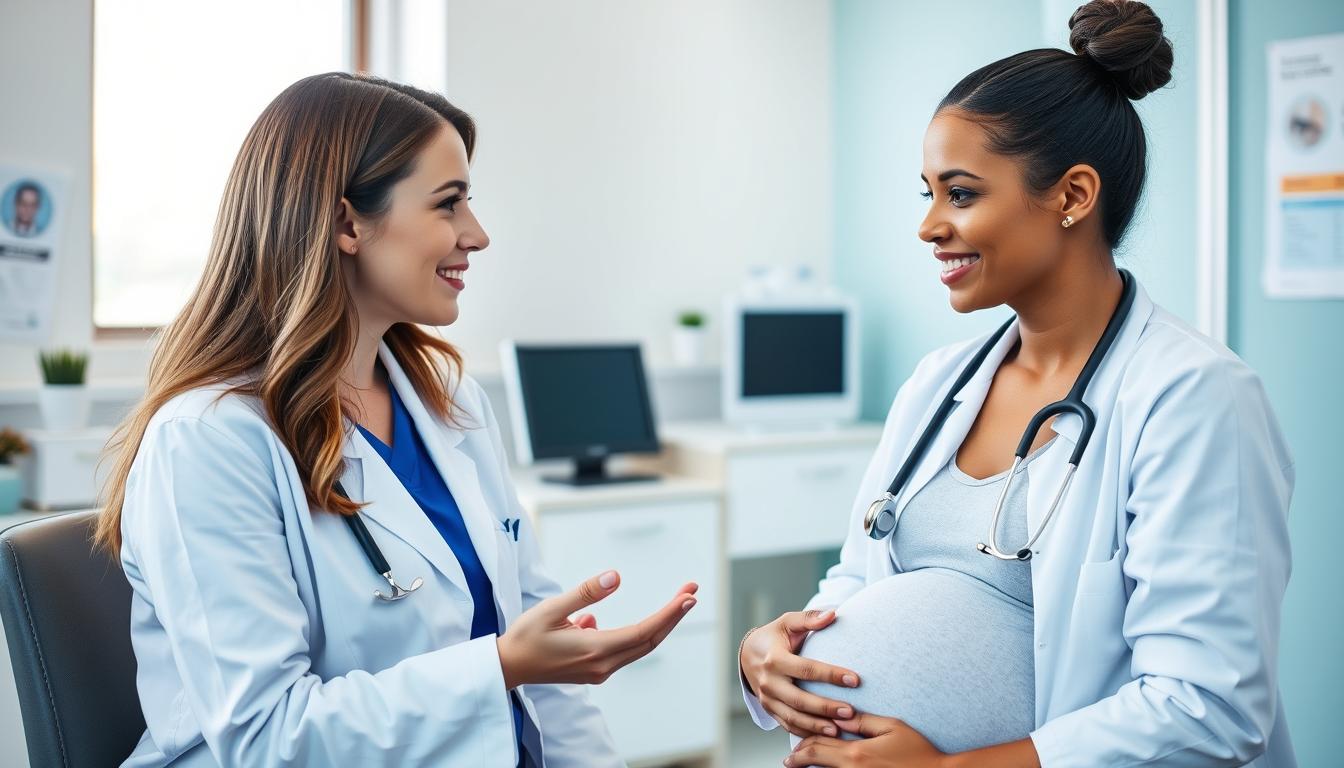 Galaretowaty skrzep po porodzie - kobieta rozmawia z lekarzem ginekologiem