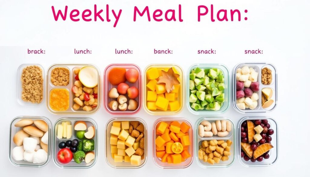 Kolorowy jadłospis tygodniowy dla niemowląt z różnorodnymi posiłkami