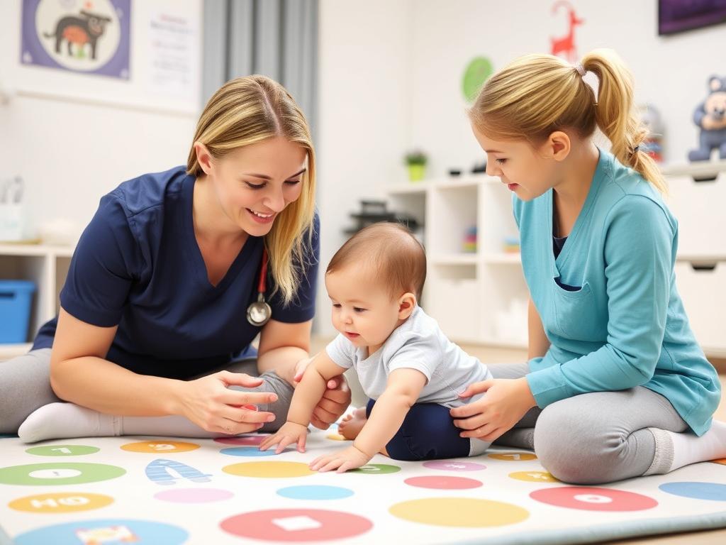 Konsultacja z fizjoterapeutą dziecięcym oceniającym rozwój motoryczny niemowlęcia Konsultacja z fizjoterapeutą dziecięcym oceniającym rozwój motoryczny niemowlęcia