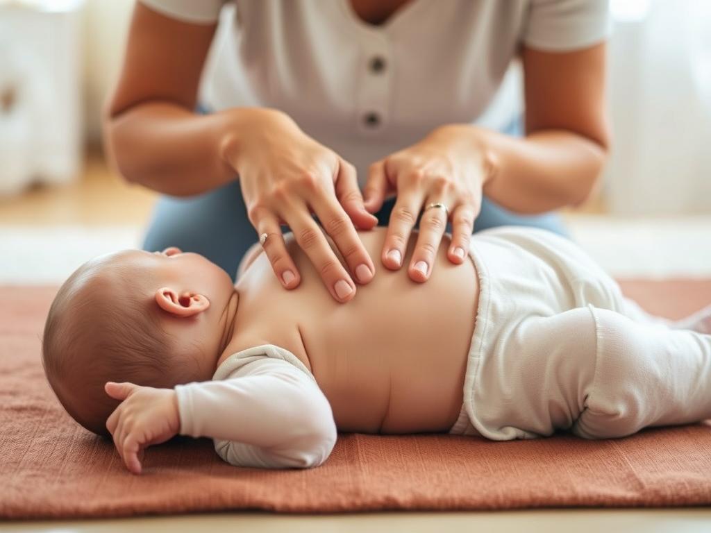 Masaż brzuszka niemowlaka podczas histerycznego płaczu