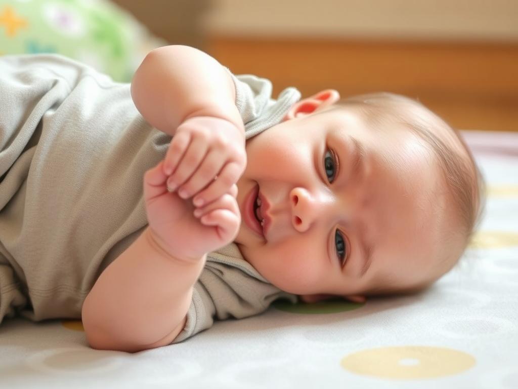 Niemowlę 3-6 miesięcy próbujące się przewrócić