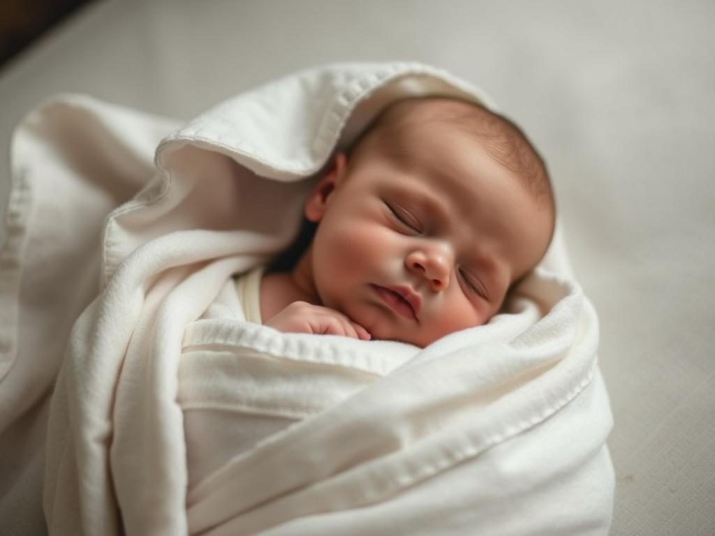 Niemowlę owinięte w otulacz - sposób na wyciszenie odruchu Moro