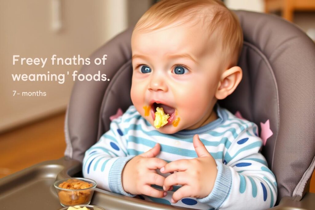 Niemowlę próbujące nowych smaków podczas rozszerzania diety