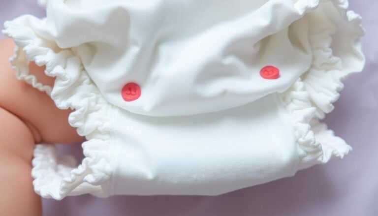 Nitki krwi w kupce niemowlaka - widok pieluszki z niewielkimi czerwonymi smugami