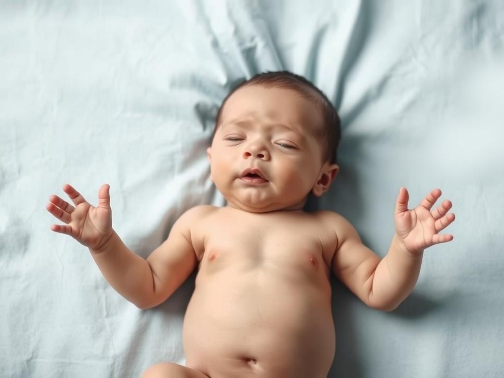 Odruch Moro u noworodka - dziecko z rozłożonymi rączkami