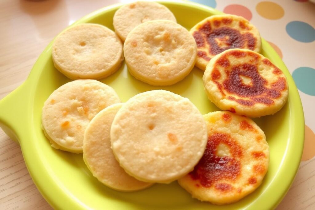 Placuszki z kaszy manny dla niemowląt na talerzyku