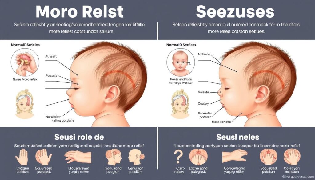 Porównanie odruchu Moro i drgawek u niemowląt - infografika