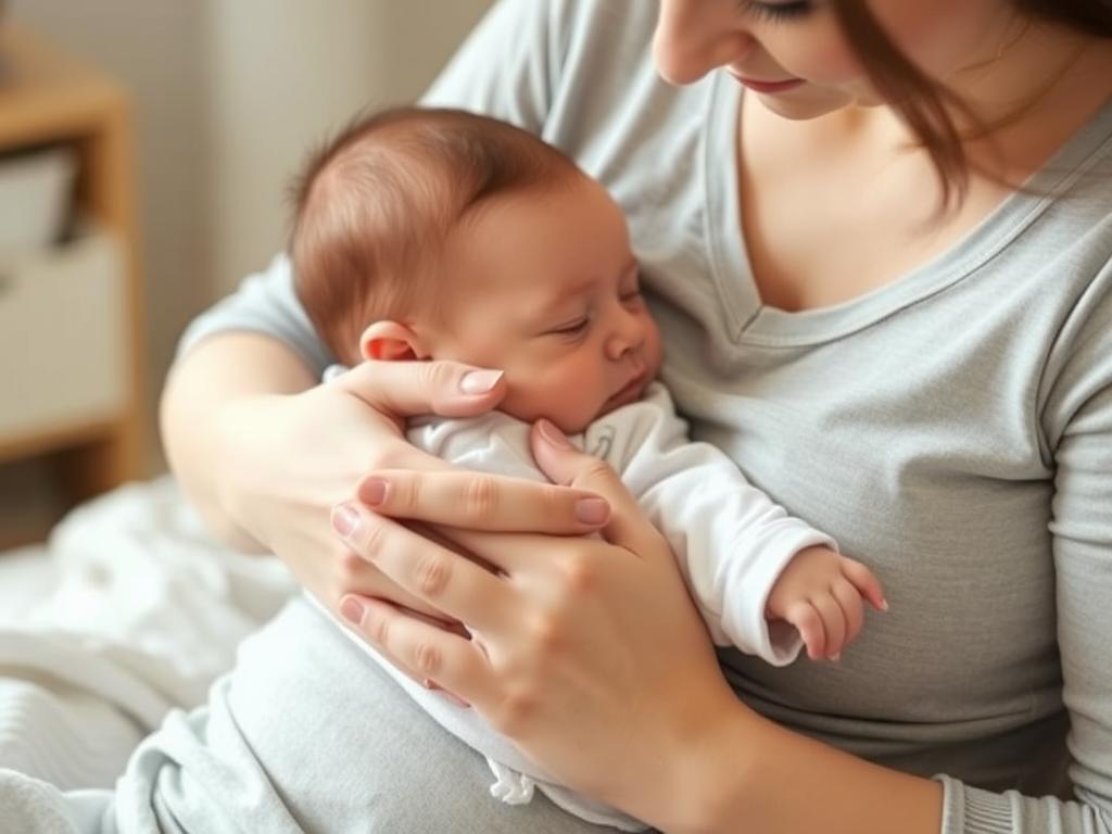 Rodzic uspokajający niemowlę po wystąpieniu odruchu Moro