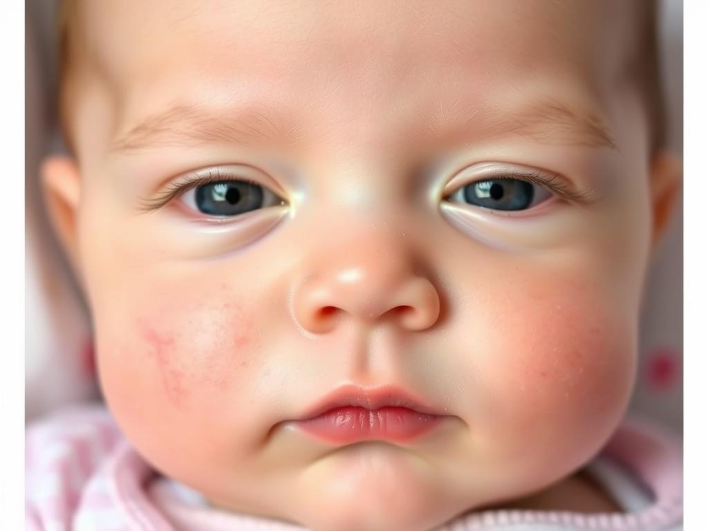 Trądzik niemowlęcy na twarzy dziecka Trądzik niemowlęcy na twarzy dziecka