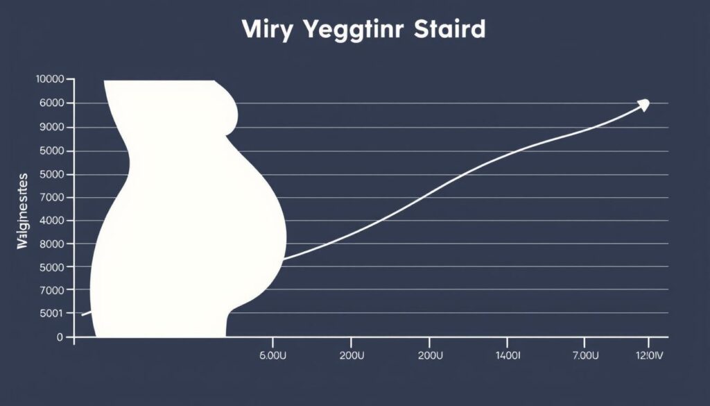 Wykres przyrostu masy ciała w poszczególnych trymestrach ciąży Wykres przyrostu masy ciała w poszczególnych trymestrach ciąży