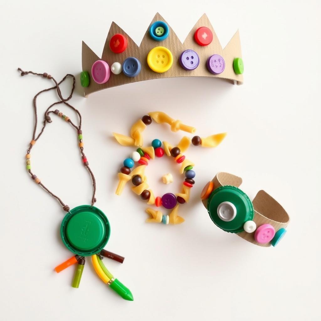 Biżuteria z recyklingu - dodatki do stroju ekologicznego dla dziewczynki Biżuteria z recyklingu - dodatki do stroju ekologicznego dla dziewczynki