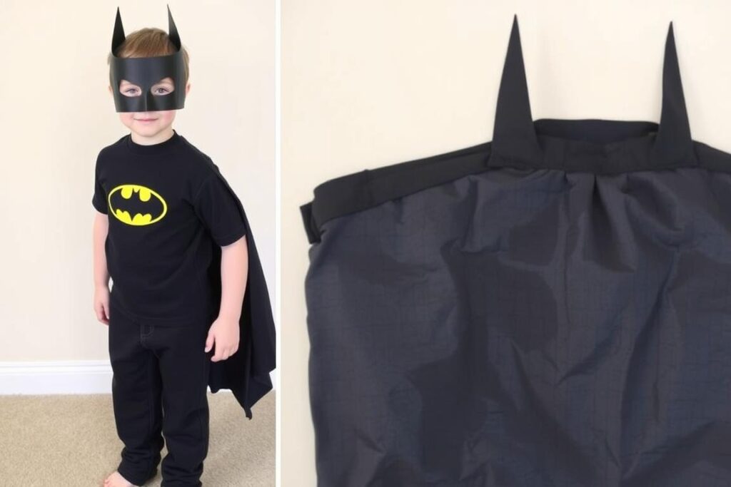 Dziecko w przebraniu za Batmana wykonanym metodą DIY