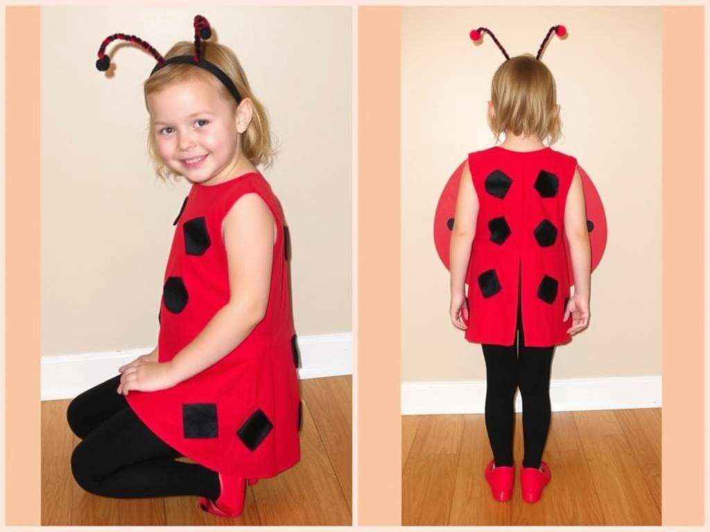 Dziecko w przebraniu za biedronkę z postacie z bajek przebrania diy