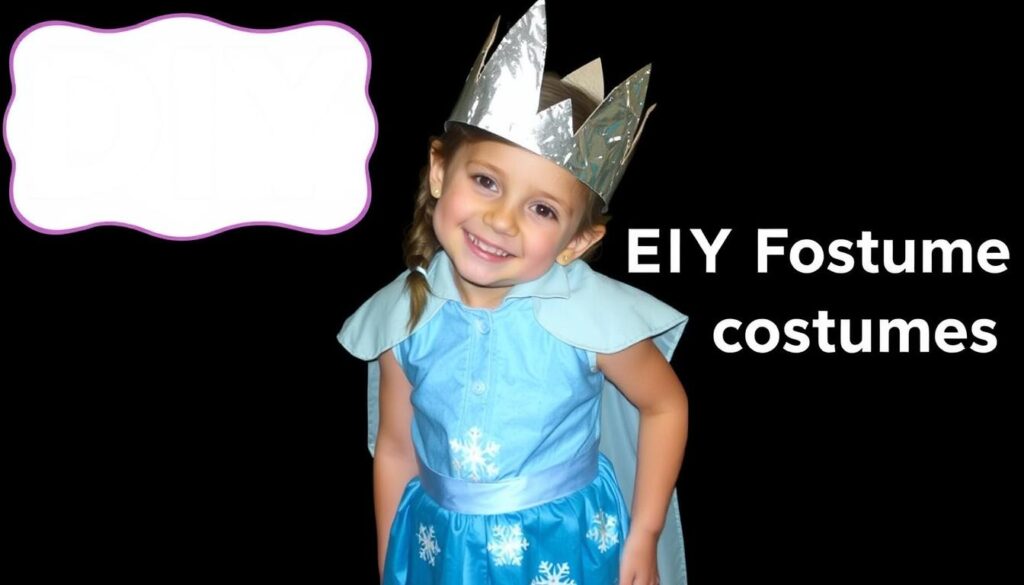 Dziewczynka w samodzielnie wykonanym przebraniu za księżniczkę Elsę z Krainy Lodu