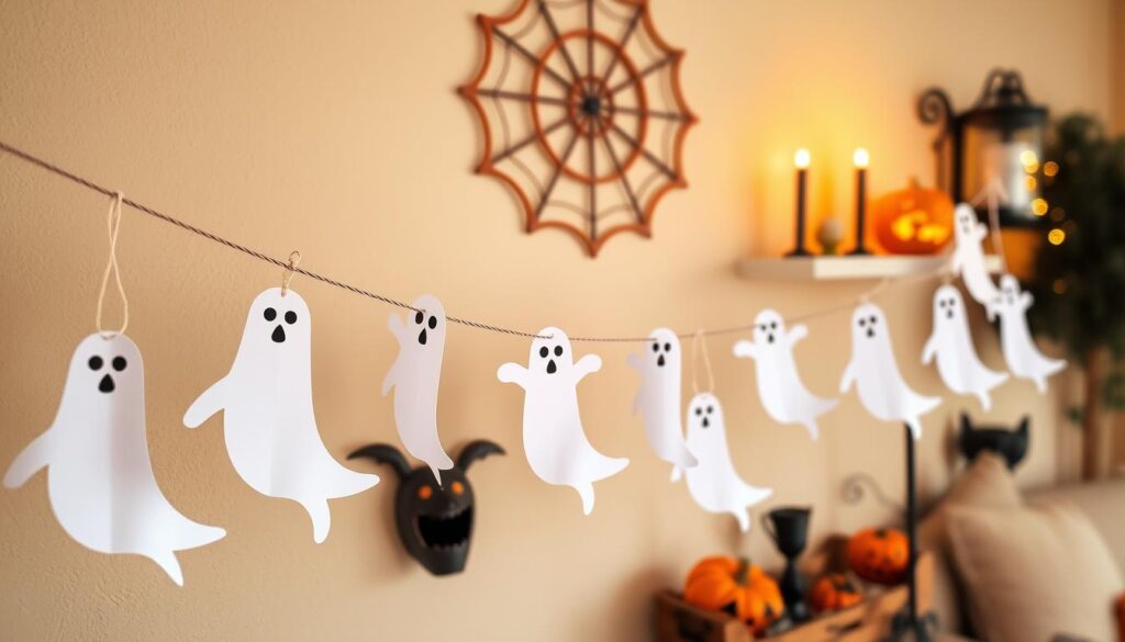 Girlanda z papierowych duchów DIY na Halloween