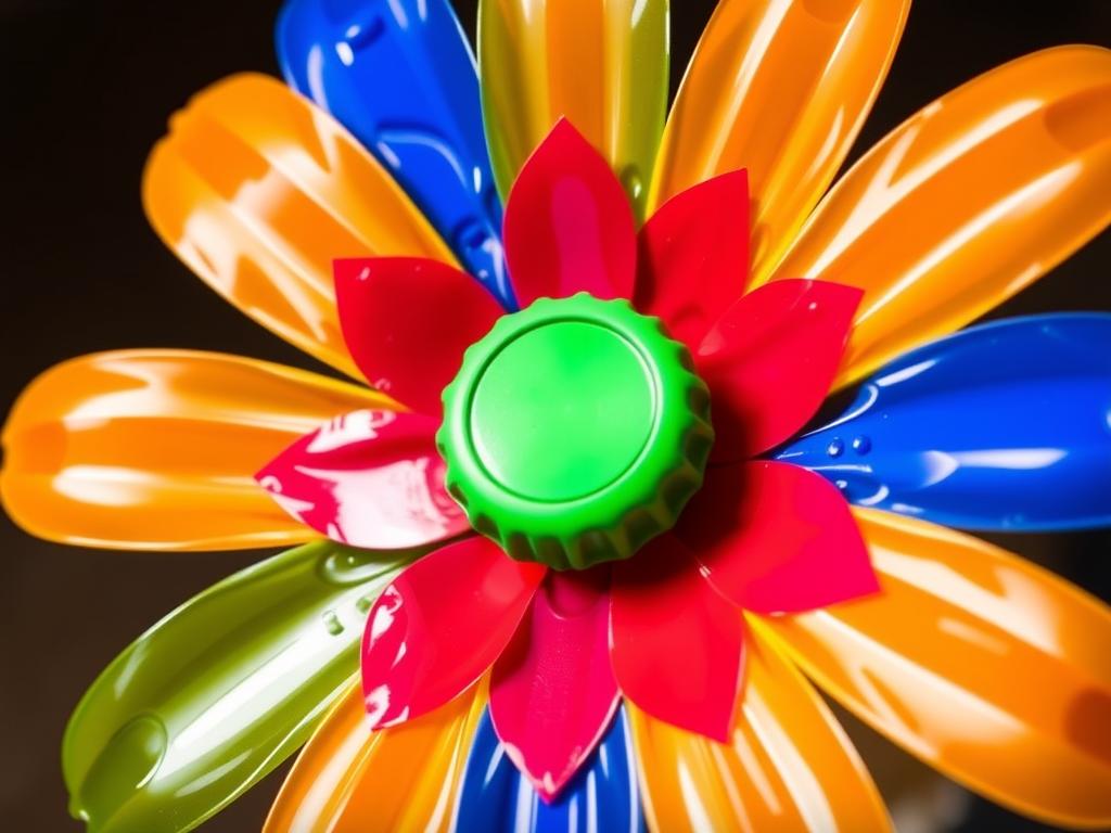 Kwiatek z plastikowej butelki - dodatek do stroju ekologicznego dla dziewczynki Kwiatek z plastikowej butelki - dodatek do stroju ekologicznego dla dziewczynki