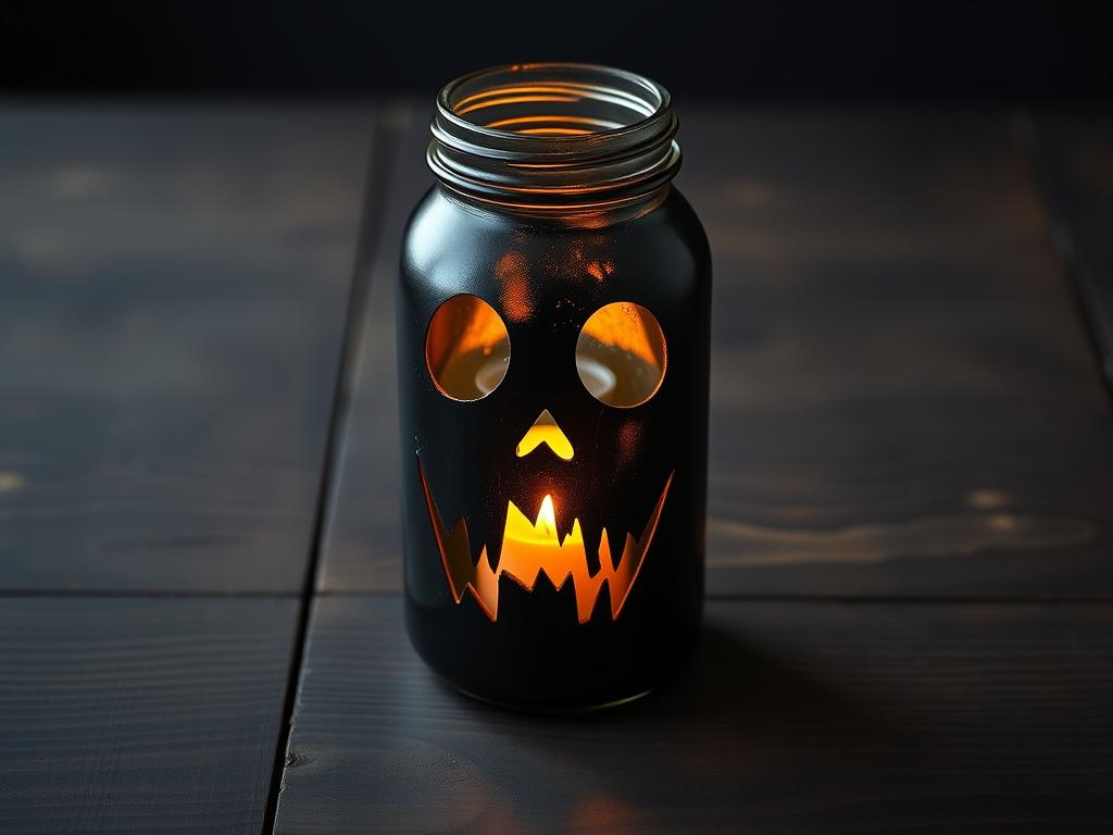 Lampion z słoika w stylu horror vintage na Halloween DIY
