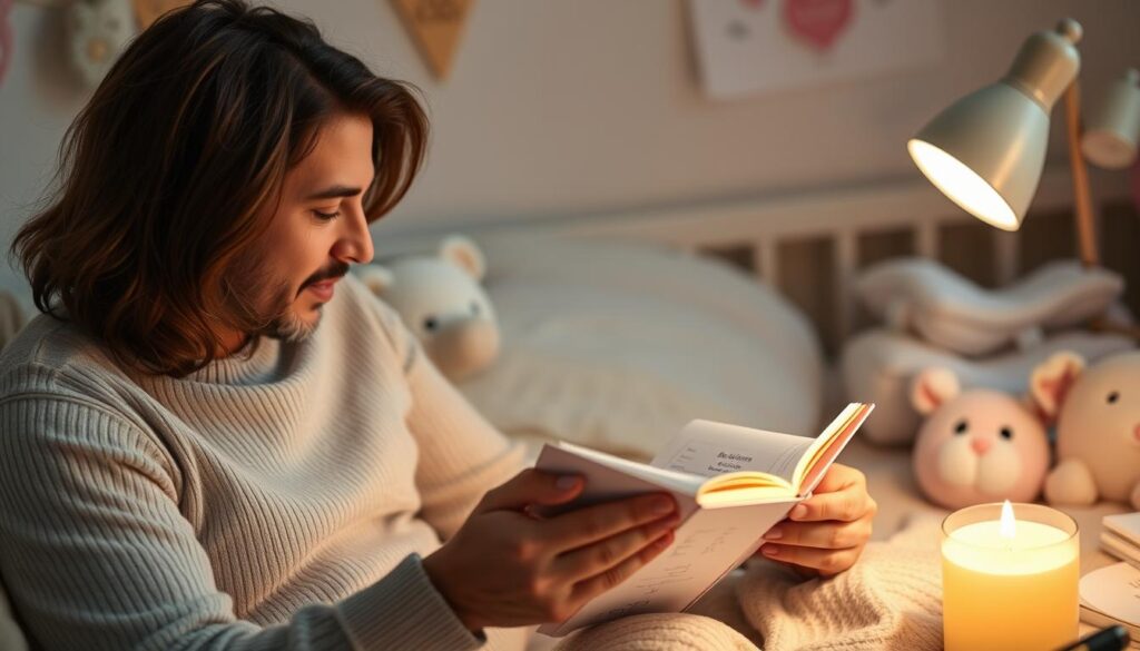 Rodzice przeglądający książkę z imionami dla dziewczynek, otoczeni notatkami i listami potencjalnych wyborów Rodzice przeglądający książkę z imionami dla dziewczynek, otoczeni notatkami i listami potencjalnych wyborów