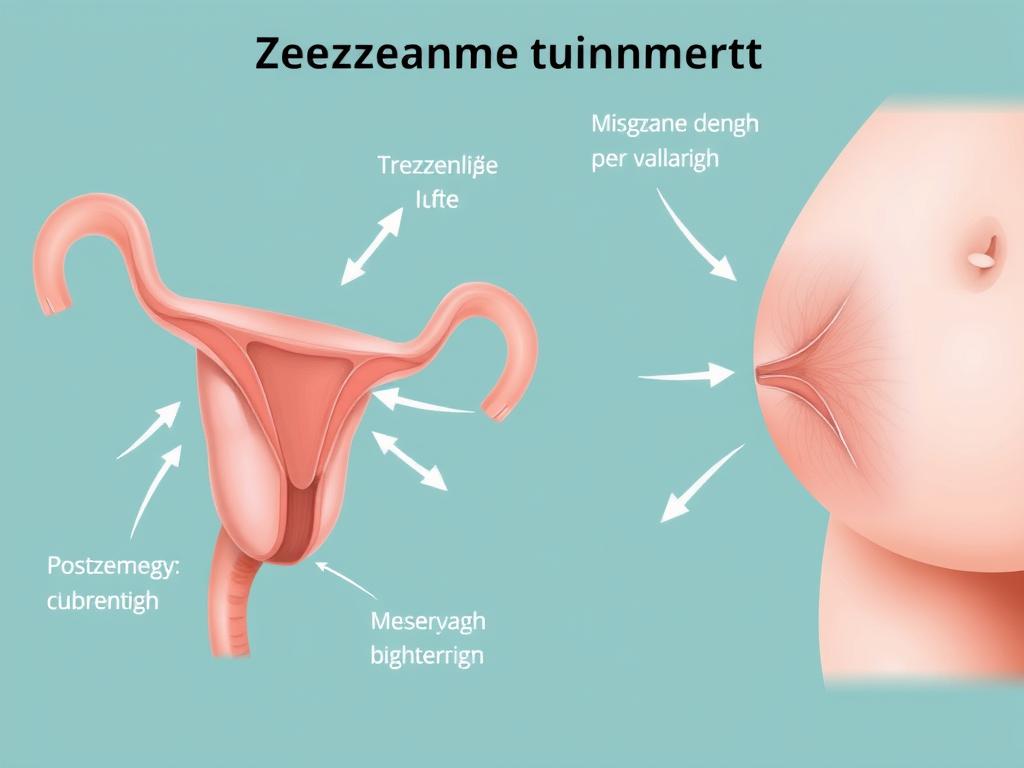 Schemat przedstawiający stawianie się macicy w drugim trymestrze ciąży Schemat przedstawiający stawianie się macicy w drugim trymestrze ciąży