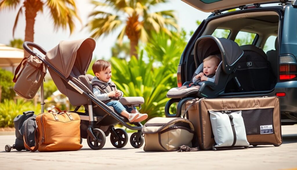 Sprzęt podróżny dla dziecka na wakacje za granicę - lekki wózek, nosidełko, fotelik