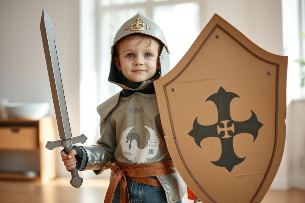 Strój ekologiczny dla chłopca - rycerz z materiałów z recyklingu Strój ekologiczny dla chłopca - rycerz z materiałów z recyklingu