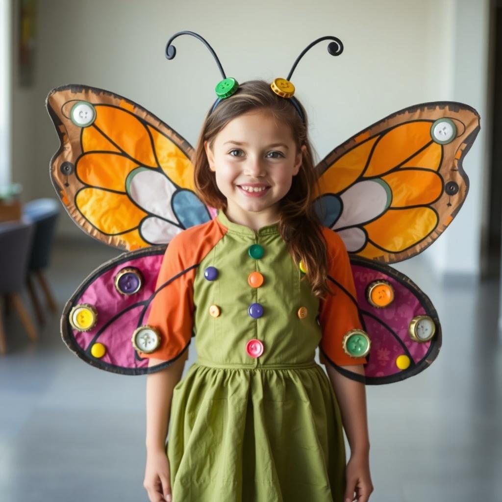 Strój ekologiczny dla dziewczynki - motyl z recyklingu Strój ekologiczny dla dziewczynki - motyl z recyklingu
