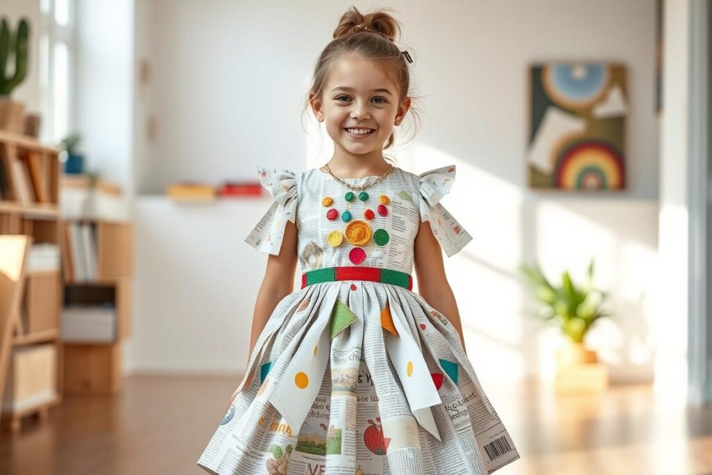 Sukienka z papieru dla dziewczynki - przykład stroju ekologicznego Sukienka z papieru dla dziewczynki - przykład stroju ekologicznego