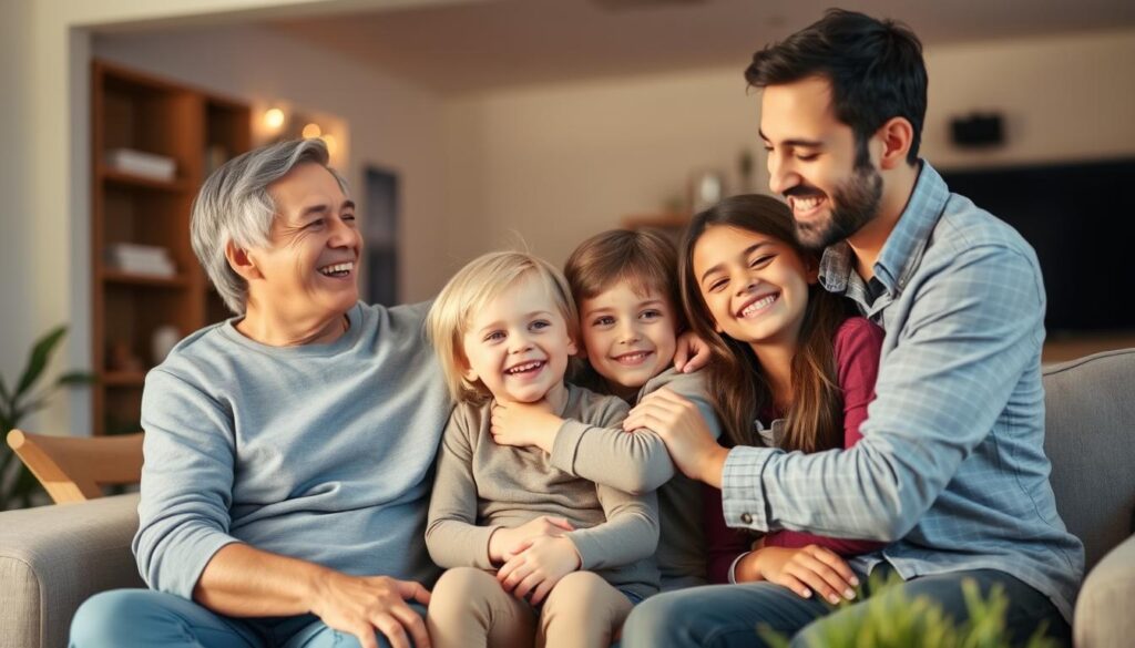 Szczęśliwa rodzina wyrażająca miłość - dlaczego warto mówić dziecku kocham cię