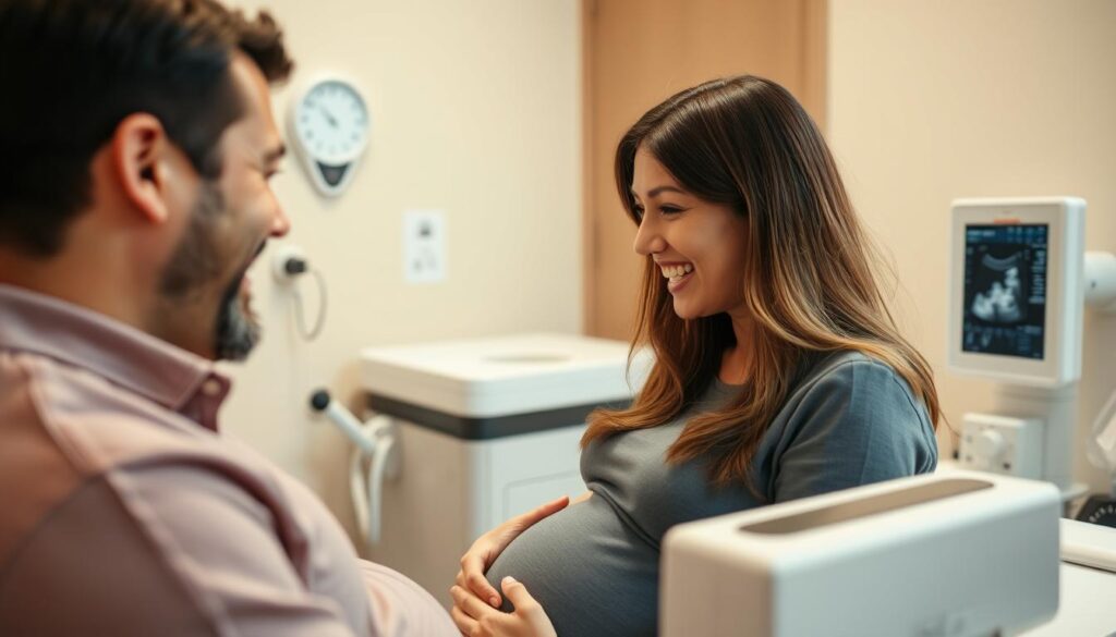 Szczęśliwi rodzice podczas badania USG, kiedy można sprawdzić płeć dziecka Szczęśliwi rodzice podczas badania USG, kiedy można sprawdzić płeć dziecka