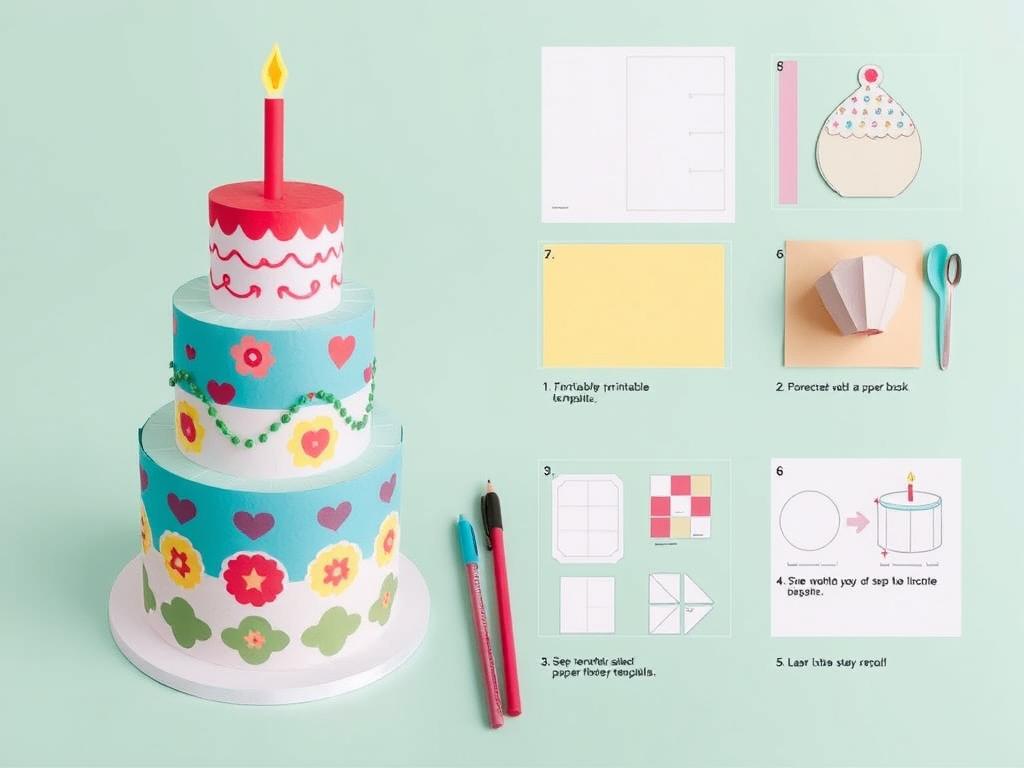 Tort z papieru DIY z szablonami do druku
