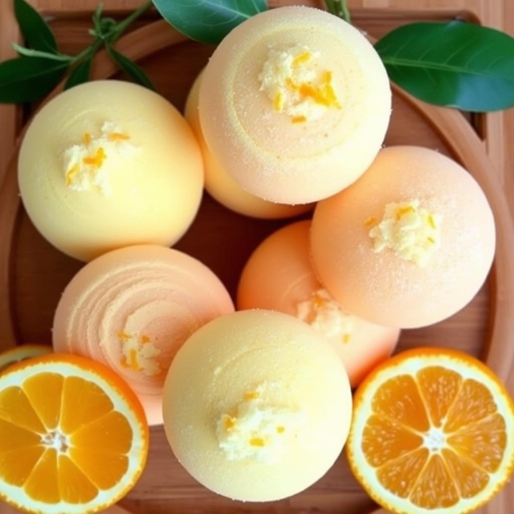 Żółto-pomarańczowe kule do kąpieli DIY z dodatkiem cytrusów